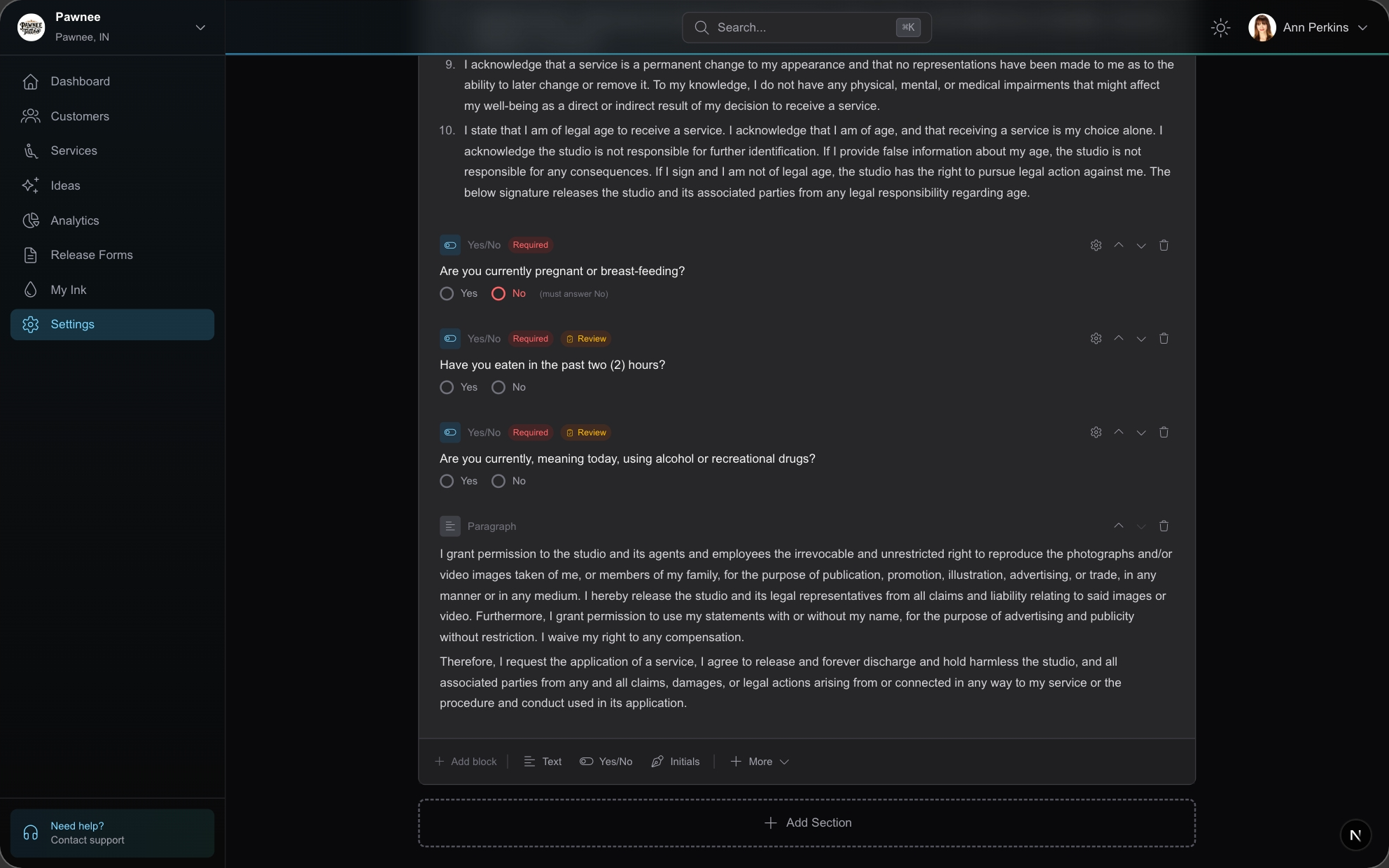 Digital Release Forms screenshot