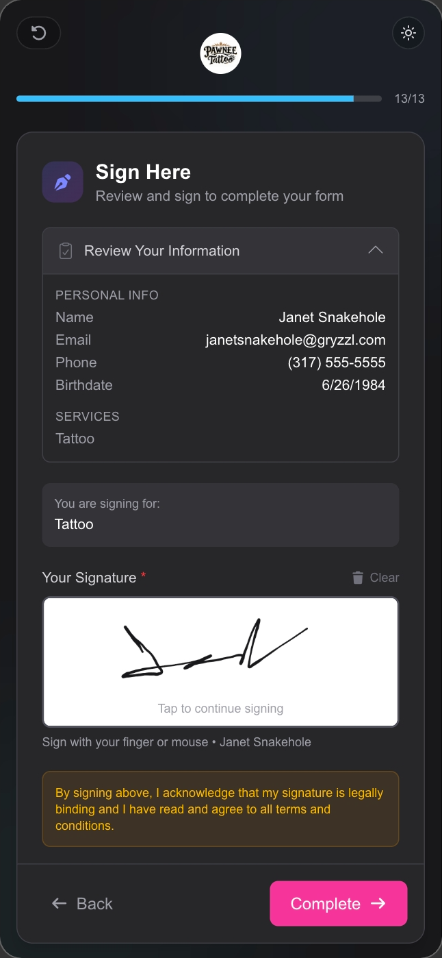 Web Sign screenshot